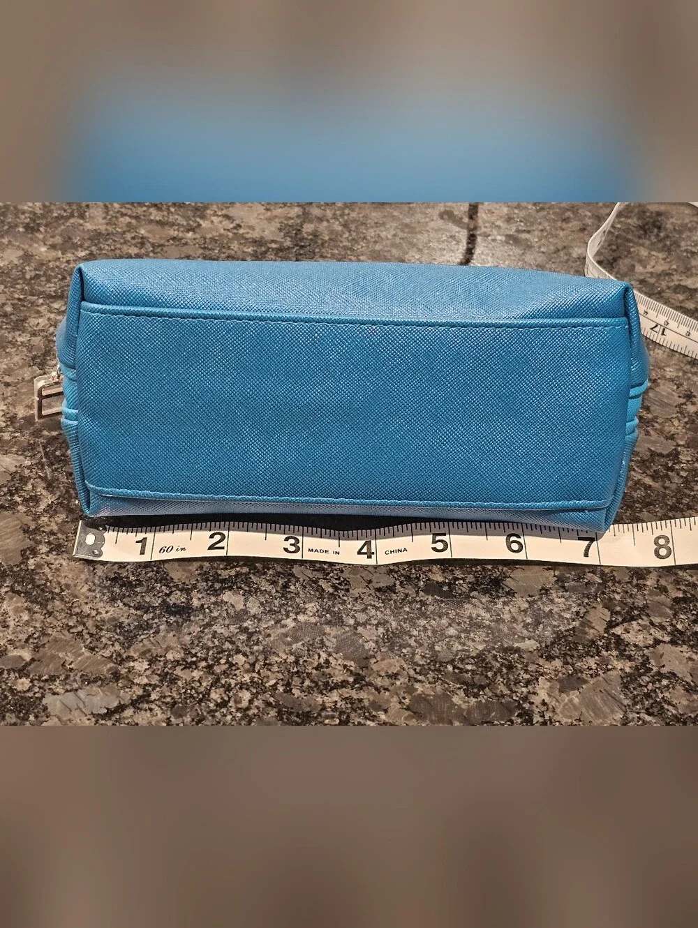 La Mer Turquoise Saffiano Textured Cosmetic Pouch NWOT